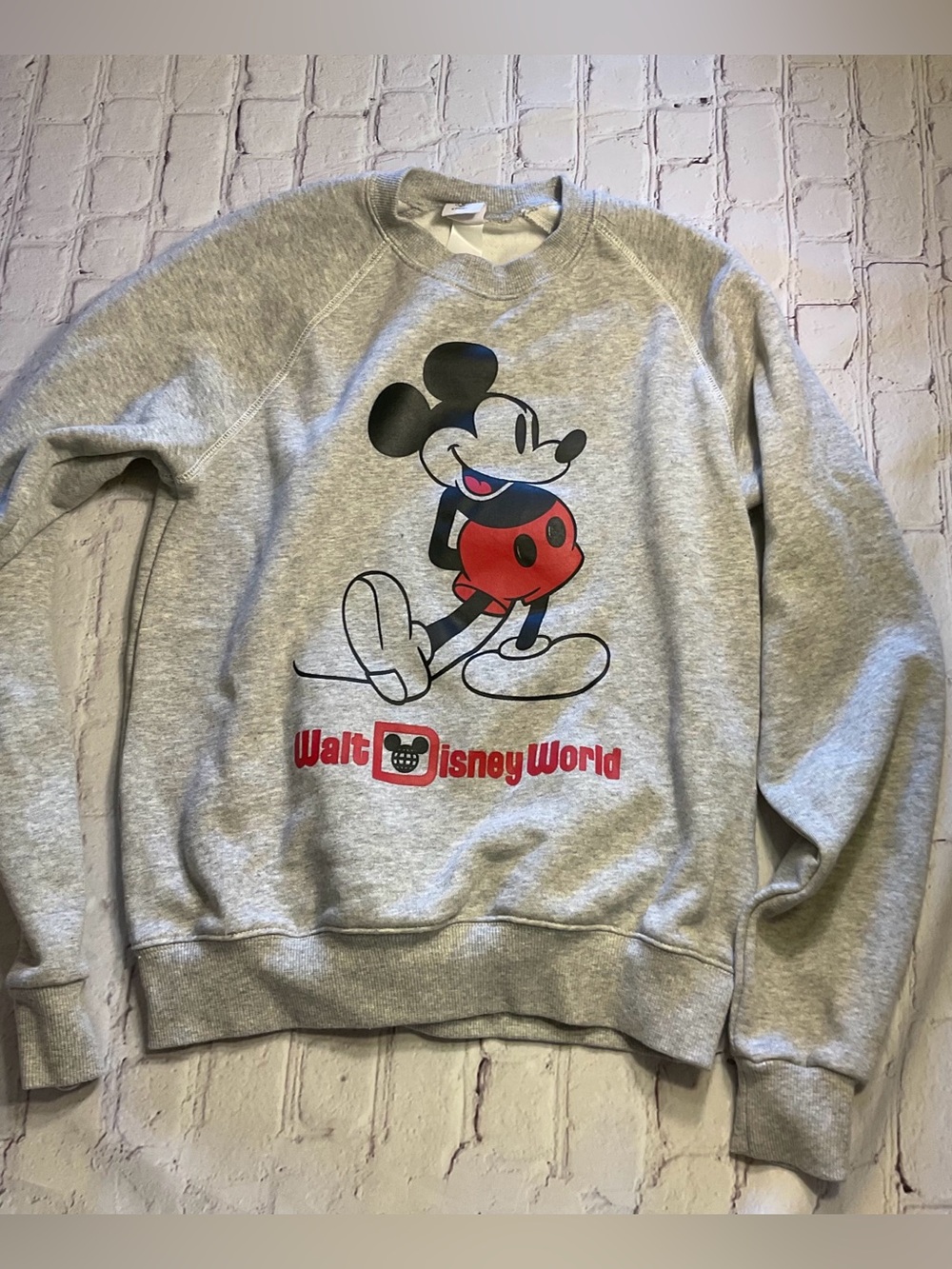 Disney Gray Crewneck Sweatshirt with Red Mickey Graphic
